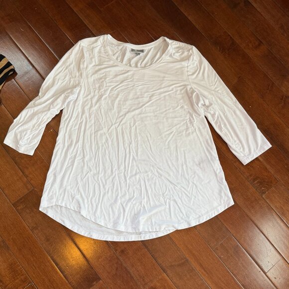 JM Collection Women’s White Long Sleeve Scoop Neck Top, size Large - Picture 3 of 11